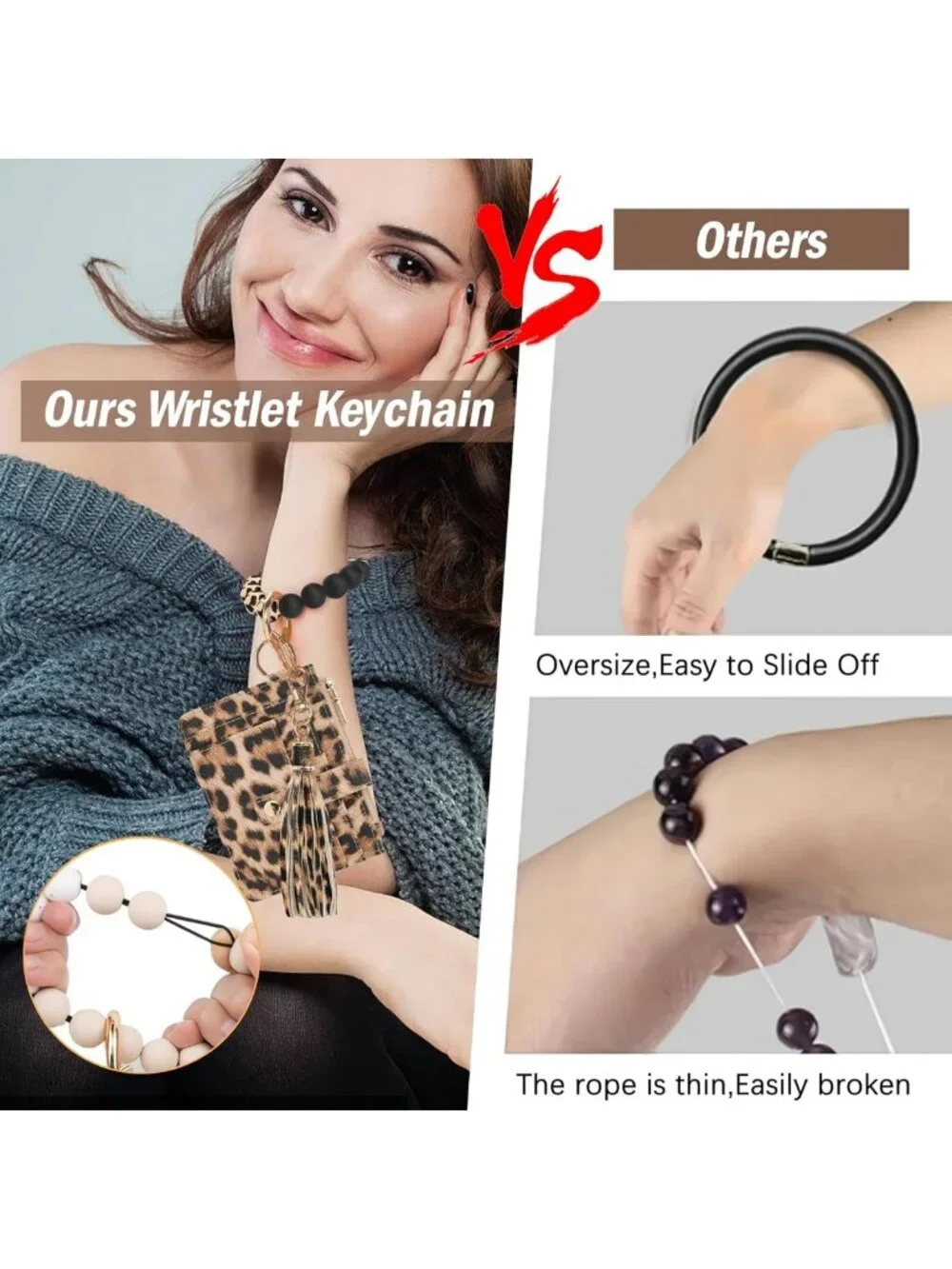 Chic RFID Wristlet Wallet for Women with Beaded Strap - Stylish Keychain
